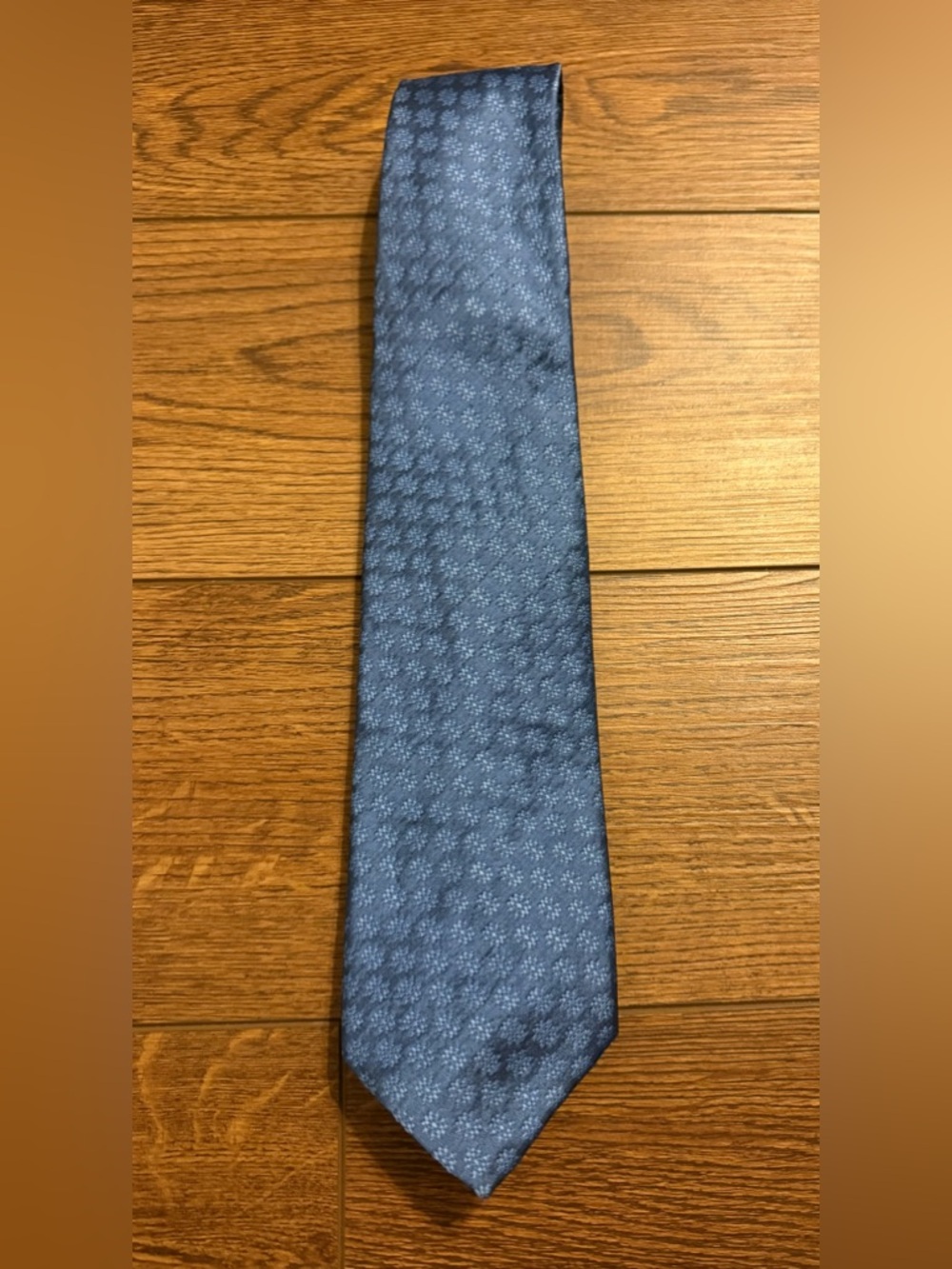 100% Silk Men's Blue Floral-Pattern Silk Tie